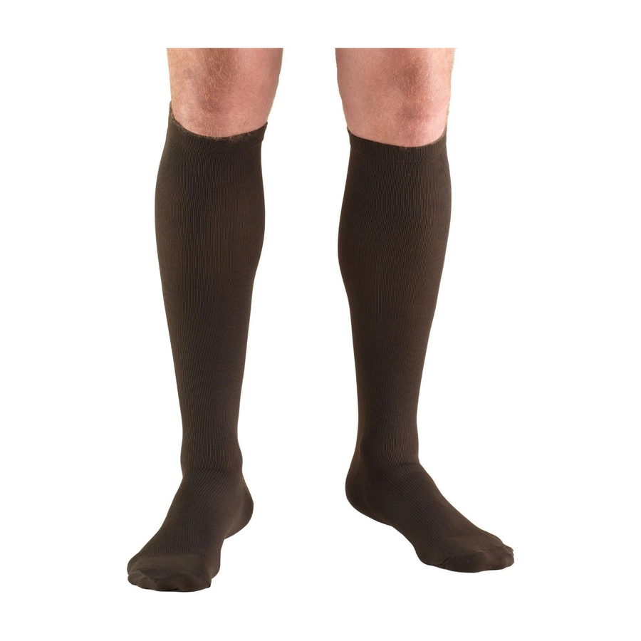 PR/1 TRUFORM MEN'S DRESS STYLE 15-20MMHG KNEE-HIGH COMPRESSION SOCK BROWN SMALL (11 - 14") LATEX-FRE