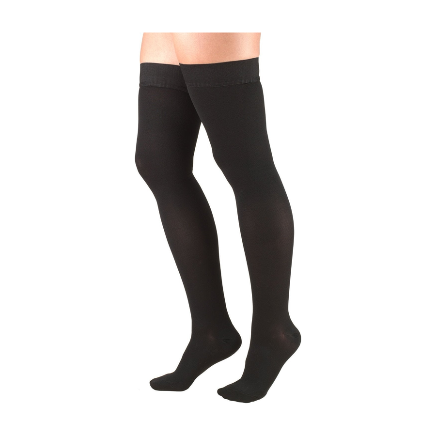 PR CLASSIC MEDICAL 20-30MMHG THIGH-HIGH DOT-TOP CLOSED-TOE SOCKS MEDIUM (UP TO 22") BLACK LATEX-FREE