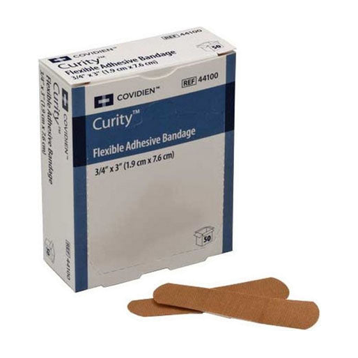 BX/50 CURITY FABRIC BANDAGE STRIP ADHESIVE 3" X 1" STERILE FLEXIBLE LATEX-FREE