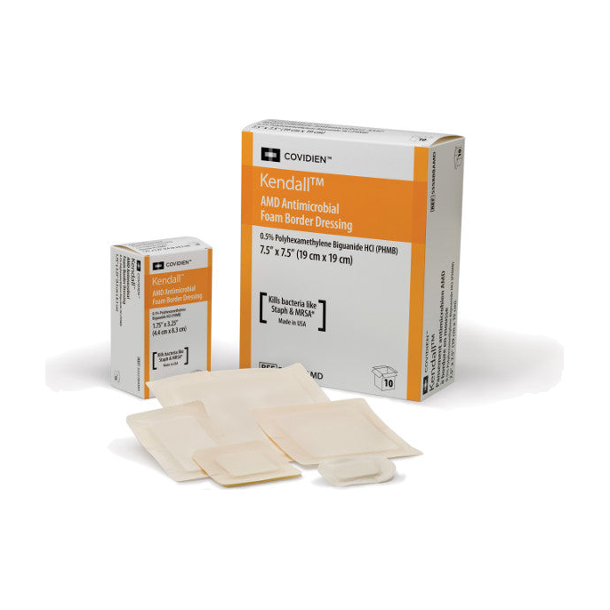 BX/10 AMD ANTIMICROBIAL TRANSFER FOAM DRESSING, 3.5IN X 3IN, FENESTRATED W/ TOPSHEET