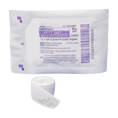 BX/10 CURITY PACKING STRIPS WITH PHMB, ANTIMICROBIAL, STERILE 1" X 3YRD