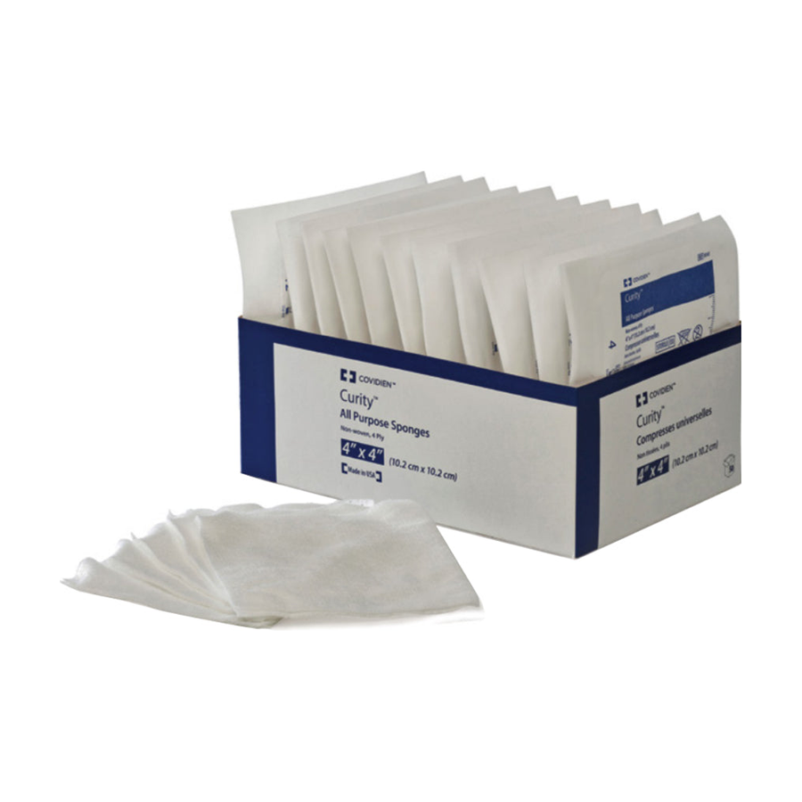 PK/10 CURITY PREMIUM NON-WOVEN ALL -PURPOSE GAUZE SPONGE 4PLY 4" X 4"