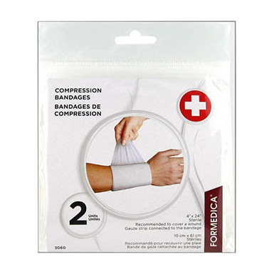 PK/2 COMPRESSION BANDAGE 4" X 24", STERILE, WHITE (775604030608)