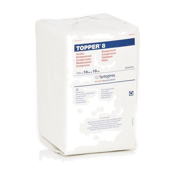 BX\100 TOPPER 8 SWABS (4 PLY, NON-STERILE) 10CM X 10CM