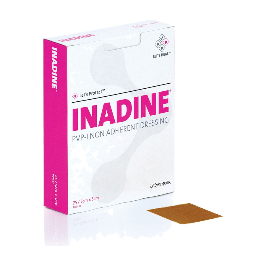 BX/25 INADINE PVP-I NON ADHERENT DRESSING 5CM X 5CM
