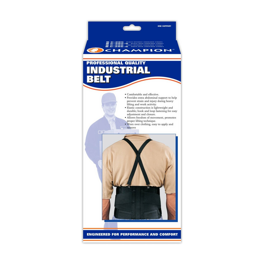 EA/1 INDUSTRIAL BELT MED SUPPPORT NO SUSPENDERS BLACK, MEDIUM (30-36") C-206M