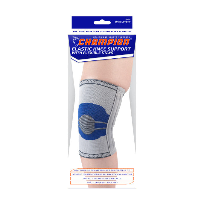 EA/1 ELASTIC KNEE SUPPORT WITH STAYS LIGHT GREY LARGE