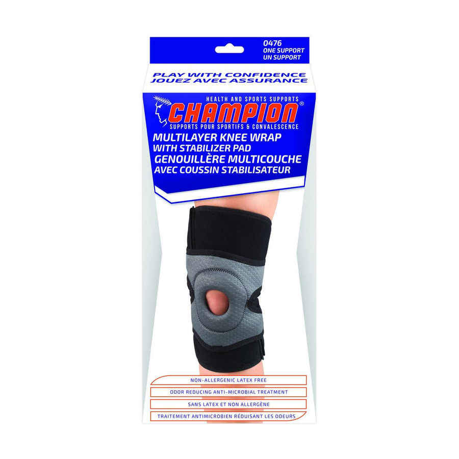 EA/1 MULTILAYER KNEE WRAP WITH STABILIZER PAD CHARCOAL/BLACK,LEFT