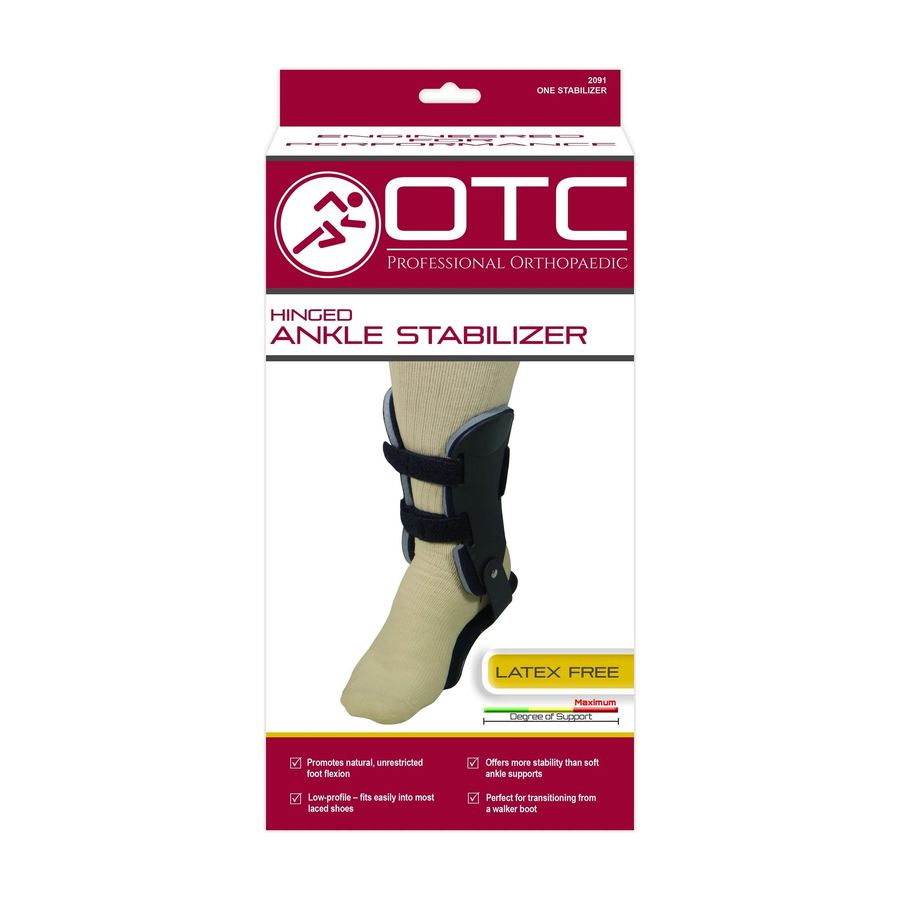 EA/1 OTC ANKLE STABILIZER, HINGED BARS, LEFT, MEDIUM, BLACK