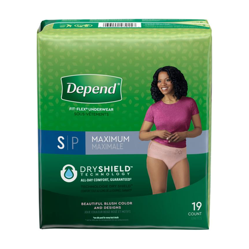 PK/19 DEPEND FIT-FLEX MAXIMUM UNDERWEAR SMALL FEMALE CONVENIENCE