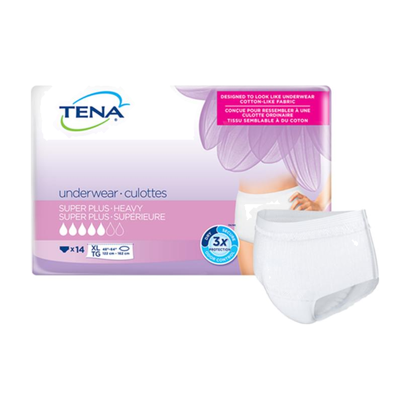 CS/4PKG (14/PKG) TENA WOMEN PROTECTIVE UNDERWEAR, SUPER PLUS HEAVY, X-LARGE Heavy Item