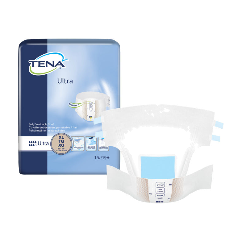 CS/4PKG (15/PKG) TENA ULTRA BRIEF, X-LARGE SIZE 60IN-64IN, BLUE Heavy Item