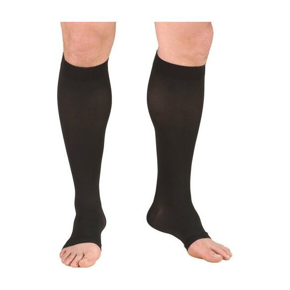 PR/1 TRUFORM CLASSIC 30-40MMHG KNEE-HIGH OPEN-TOE SOFT-TOP SOCKS XL (17 1/2" - 20") BLACK LATEX-FREE