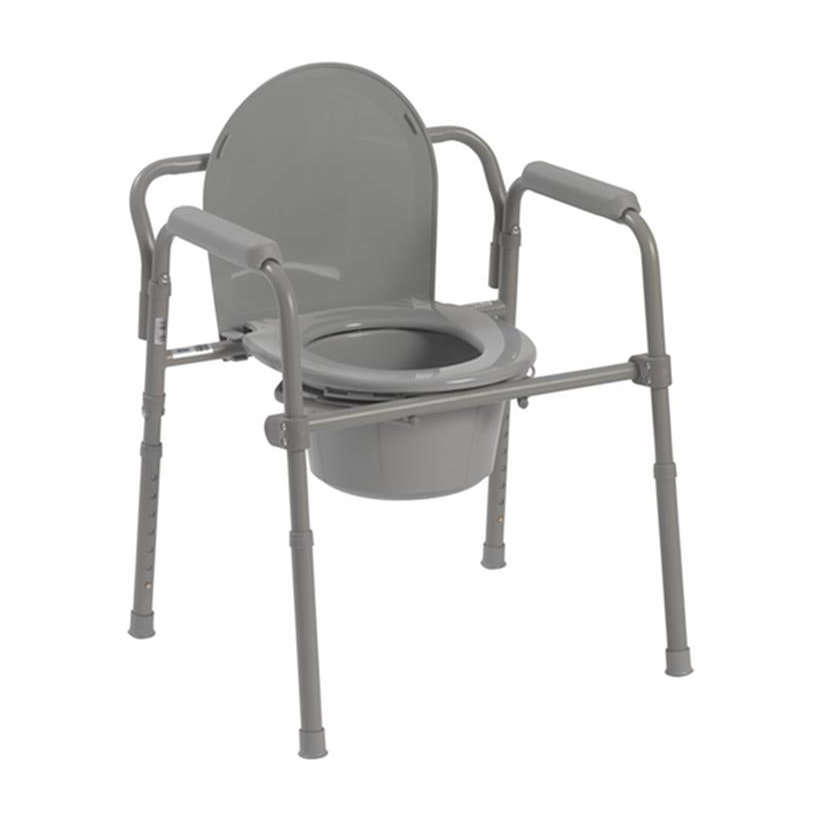 EA/1 STEEL FOLDING DEEP SEAT BEDSIDE COMMODE, GRAY * Drive Medical item surcharge included in sell