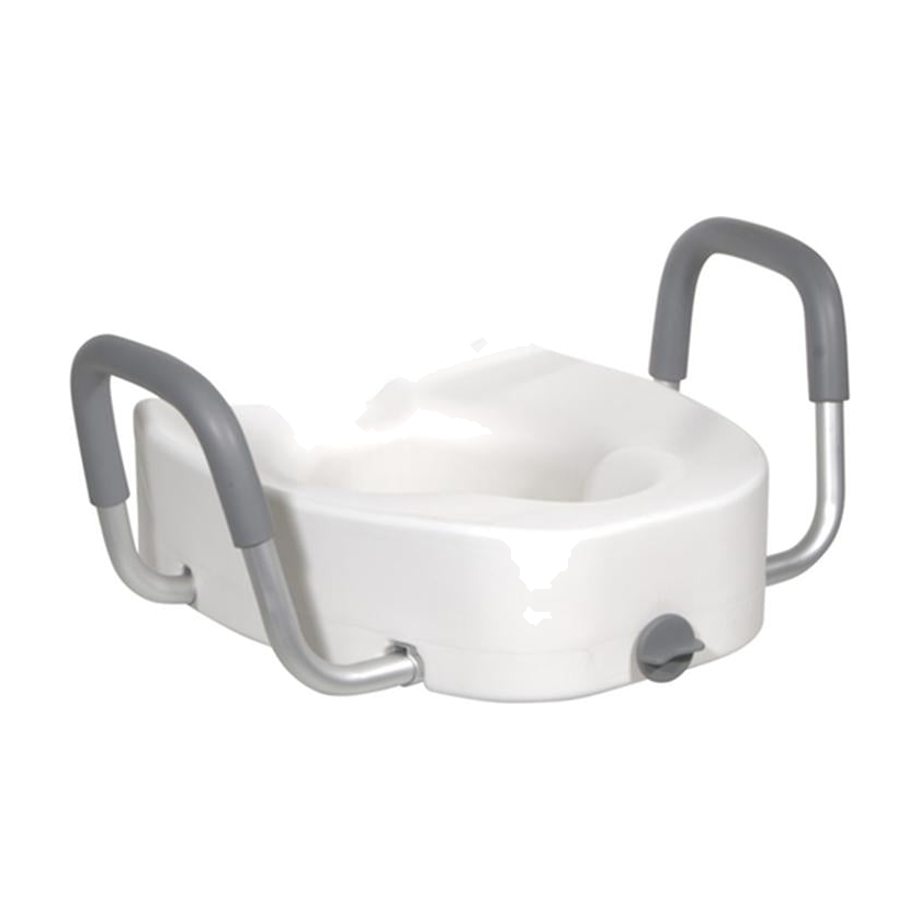 EA/1 PREMIUM PLASTIC RAISED TOILET SEAT WITH LOCK AND PADDED ARMRESTS, ELONGATED * Drive Medical item surcharge included in sell