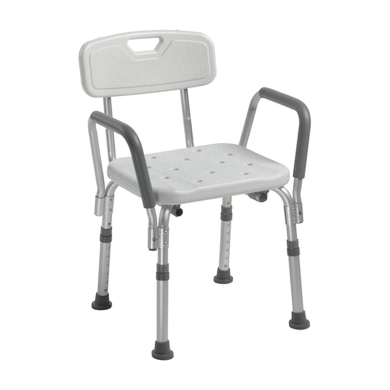 EA/1 KNOCK DOWN BATH BENCH WITH BACK AND PADDED ARMS * Drive Medical item surcharge included in sell