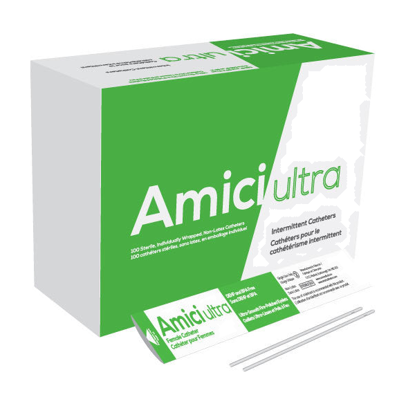 BX/100 AMICI ULTRA FEMALE INTERMITTENT CATHETERS, SIZE 8FR 7IN.