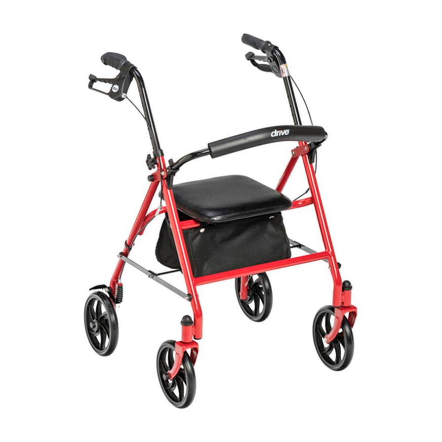 EA/1 FOUR WHEEL ROLLATOR ROLLING WALKER WITH FOLD UP REMOVABLE BACK SUPPORT, RED * Drive Medical item surcharge included in sell