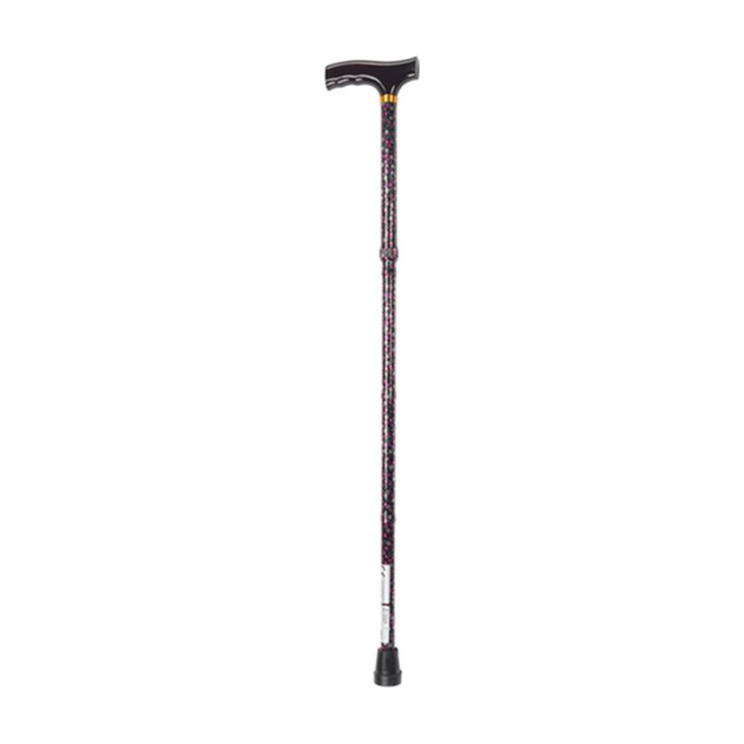 EA/1 LIGHTWEIGHT ADJUSTABLE FOLDING CANE WITH T HANDLE, BLACK FLORAL * Drive Medical item surcharge included in sell