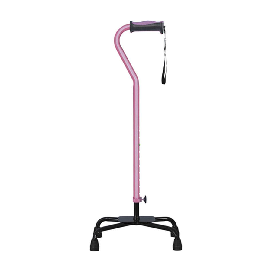 EA/1 ADJUSTABLE QUAD CANE FOR RIGHT OR LEFT HAND USE, LARGE BASE, ROSE * Drive Medical item surcharge included in sell