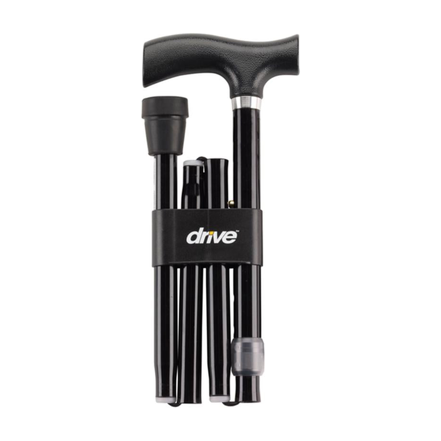 EA/1 HEAVY DUTY FOLDING CANE LIGHTWEIGHT ADJUSTABLE WITH T HANDLE * Drive Medical item surcharge included in sell