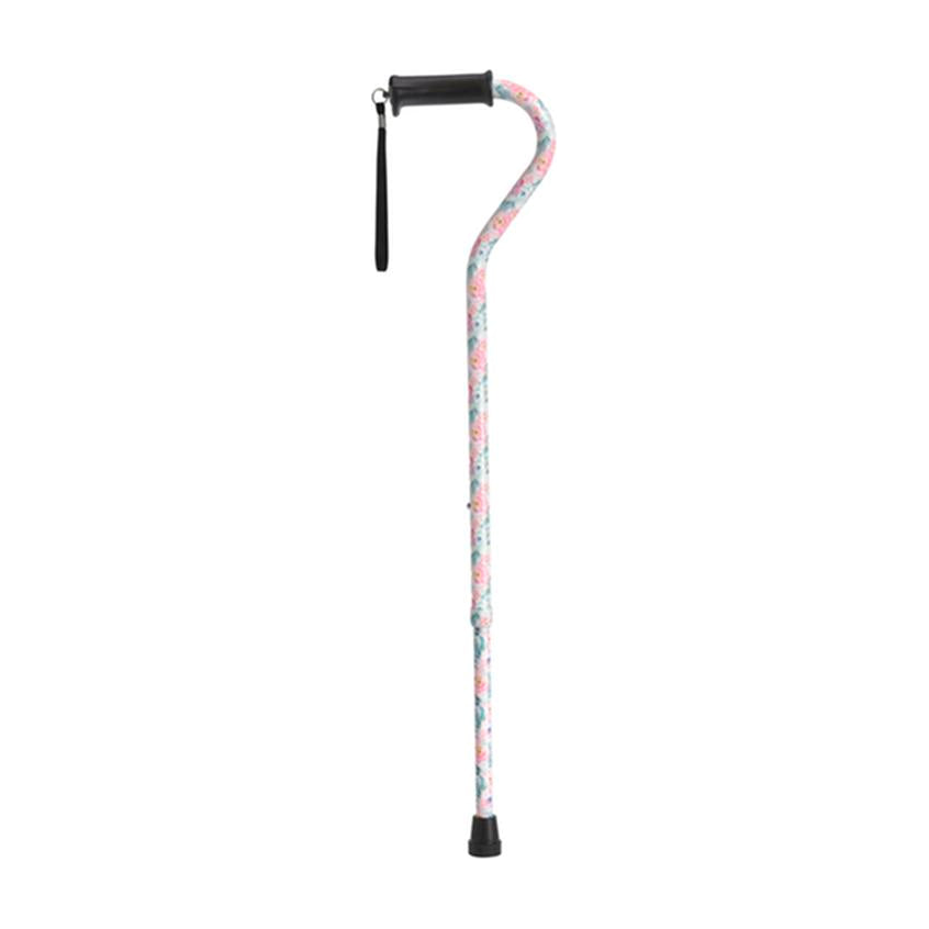 EA/1 ADJUSTABLE HEIGHT OFFSET HANDLE CANE WITH GEL HAND GRIP, FLORAL * Drive Medical item surcharge included in sell