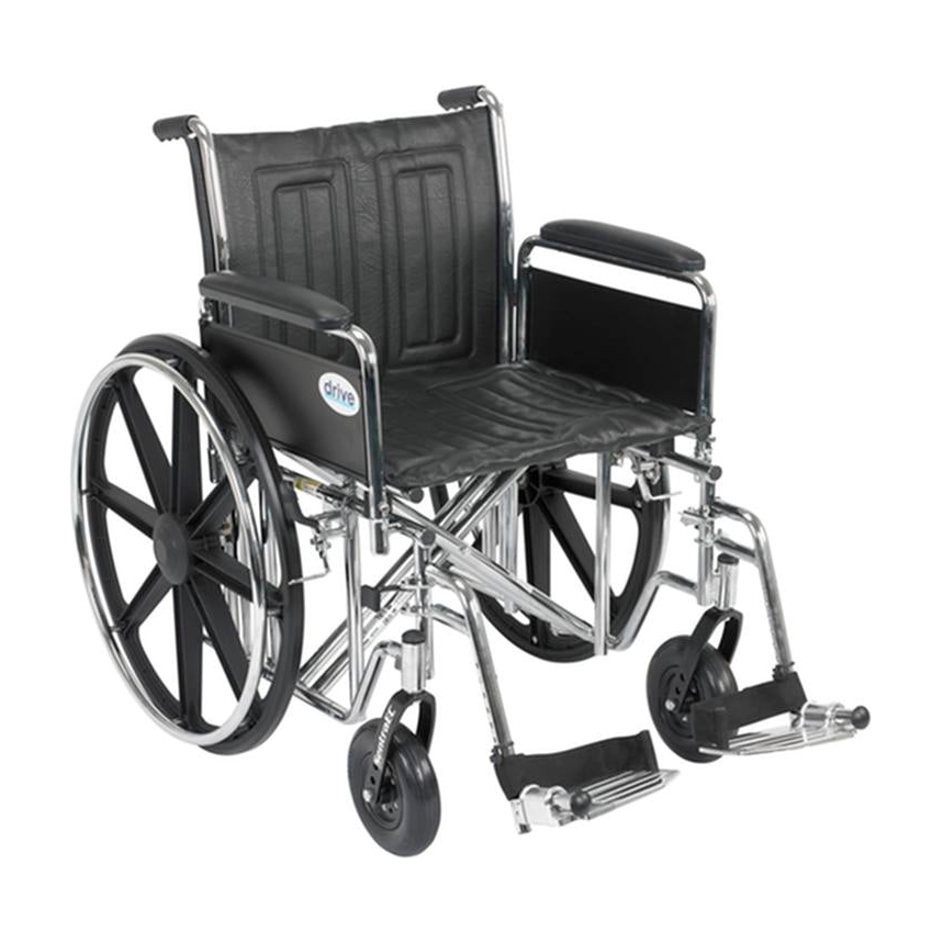 EA/1 SENTRA EC HEAVY DUTY WHEELCHAIR, DETACHABLE FULL ARMS, SWING AWAY FOOTRESTS, 20" SEAT * Drive Medical item surcharge included in sell