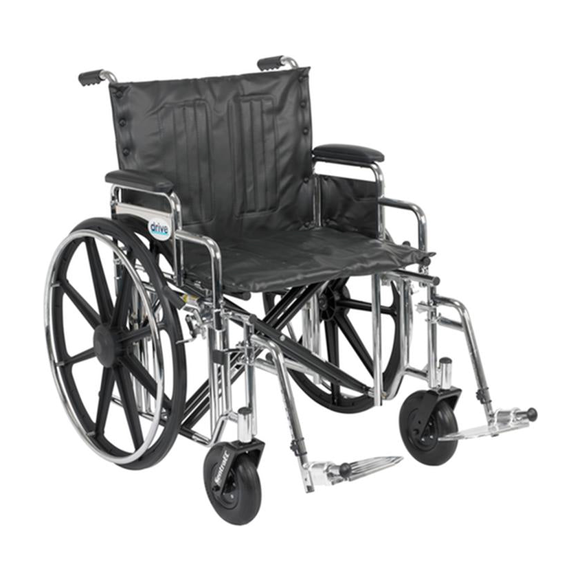 EA/1 SENTRA EXTRA HEAVY DUTY WHEELCHAIR, DETACHABLE DESK ARMS, SWING AWAY FOOTRESTS, 22" SEAT * Drive Medical item surcharge included in sell