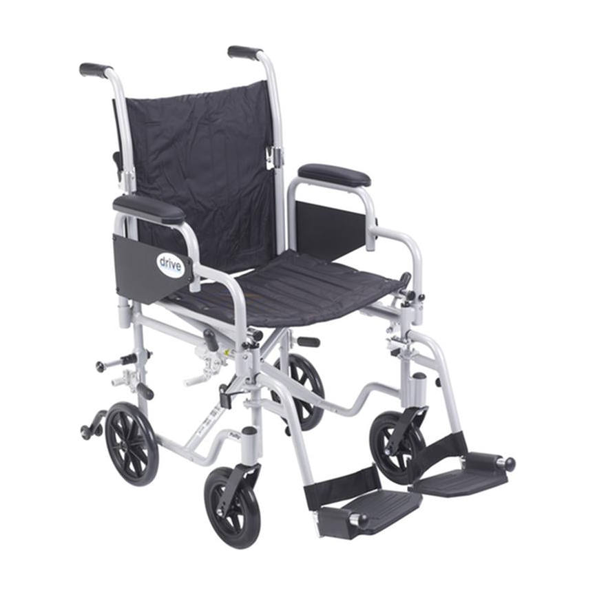 EA/1 POLY FLY LIGHT WEIGHT TRANSPORT CHAIR WHEELCHAIR WITH SWING AWAY FOOTRESTS, 18" SEAT * Drive Medical item surcharge included in sell