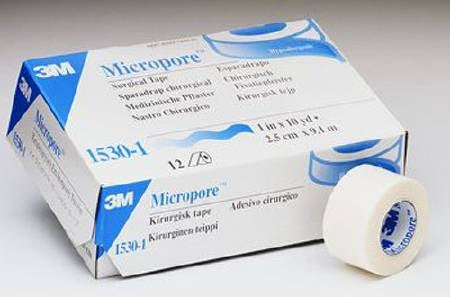 BX/12 TAPE MICROPORE 1IN X 10YD WHITE