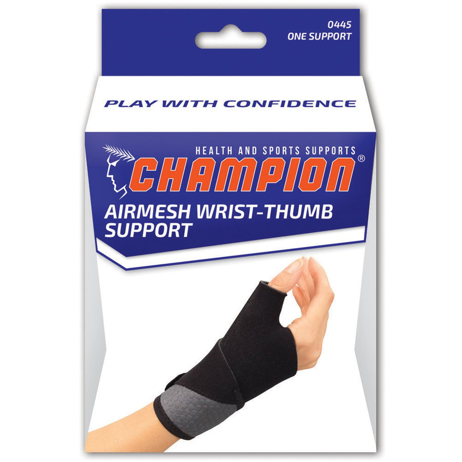 EA/1 CHAMPION AIRMESH WRIST-THUMB SUPPORT, MINIMUM, BLACK, UNIVERSAL