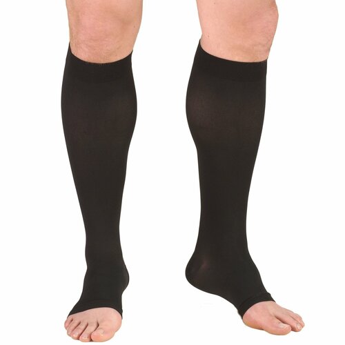 PR/1 TRUFORM CLASSIC 30-40MMHG KNEE-HIGH OPEN-TOE SOFT-TOP SOCKS XL (17 1/2" - 20") BLACK LATEX-FREE