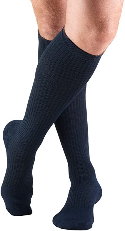 PR/1 TRUFORM MEN'S 15-20MMHG CASUAL KNEE-HIGH SOCKS XL (17 1/2 - 20") NAVY LATEX-FREE