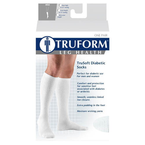 PR/1 TRUFORM MEN'S CASUAL 15-20MMHG KNEE-HIGH LG (15 1/2 - 18") COMPRESSION SOCKS WHITE