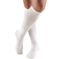 PR/1 MEN'S CASUAL KNEE COMPRESSION SOCKS 20-30 MMHG WHITE LARGE