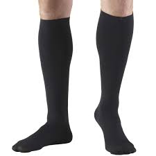 PR/1 TRUFORM MEN'S 8-15MMHG DRESS-STYLE KNEE-HIGH LARGE (10 1/2 - 12 SHOE) BLACK COMPRESSION SOCK LA