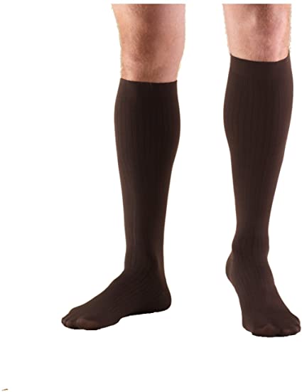 PR/1 TRUFORM MEN'S 8-15MMHG DRESS-STYLE KNEE-HIGH LARGE (10 1/2 - 12 SHOE) BROWN COMPRESSION SOCK LA