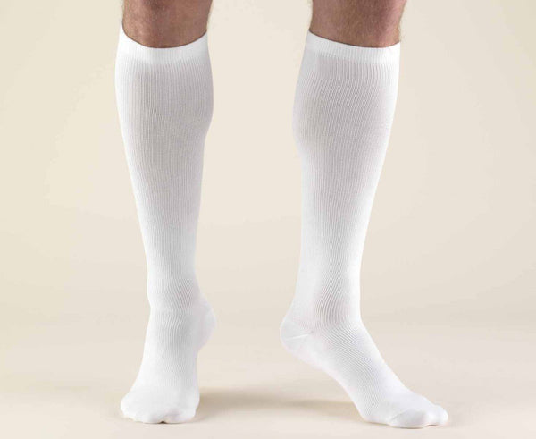 PR/1 TRUFORM MEN'S DRESS 15-20MMHG KNEE-HIGH CLOSED TOE SOCKS LARGE (15 1/2 - 18") WHITE LATEX-FREE