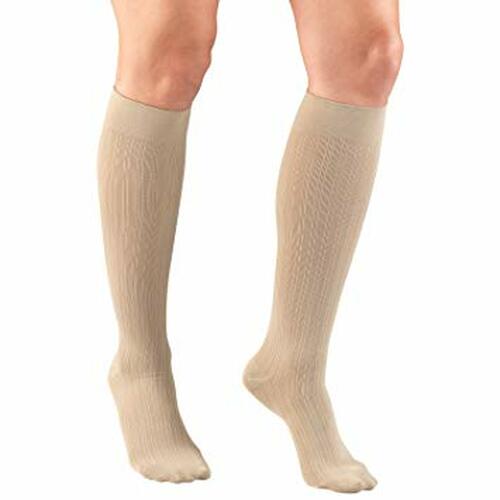 PR/1 TRUFORM LADIES' 15-20MMHG RIB-PATTERN KNEE-HIGH COMPRESSION SOCKS SMALL (11" - 14") WHITE LATEX