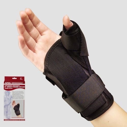 EA- OTC MAX 8" WRIST/THUMB SPLINT/SPICA BLACK X-LARGE (8 1/2 - 10") LEFT RADIAL STAY & PALMER SPLINT