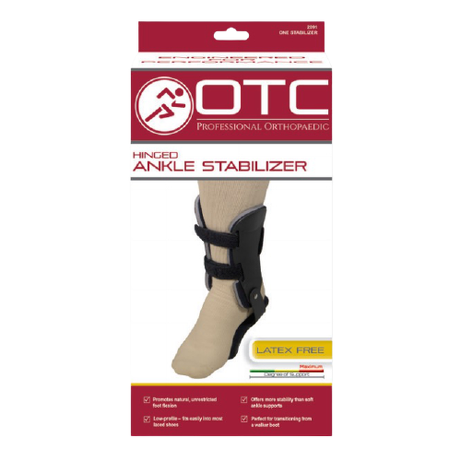 EA/1 OTC MAXIMUM ANKLE STABILIZER W/ EXOSKELETON & STRAPS LARGE BLACK