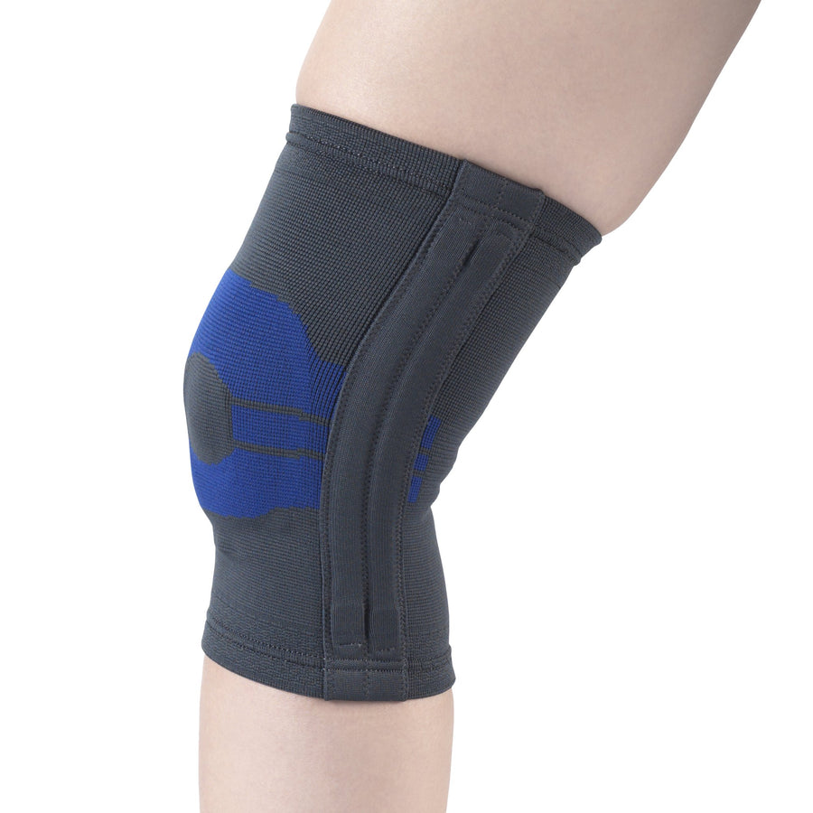 EA/1 ELASTIC KNEE SUPPORT WITH SIDE STAYS CHARCOAL, LARGE