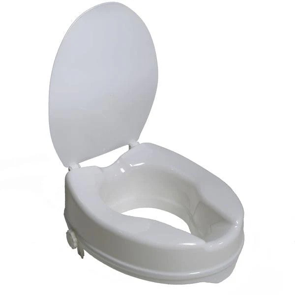 EA/1 PCP 4" ELONGATED RAISED TOILET SEAT W/ LID (300LBS CAP.) PLASTIC TOOL-FREE More info...
