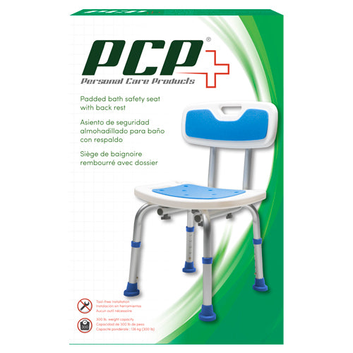 EA/1 ADJUSTABLE PADDED BATH SAFETY SEAT WITH BACKREST