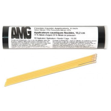 TUBE/100 FLEXIBLE CAUSTIC APPLICATORS, 6 INCH (15.2 CM), 75% SILVER NITRATE/POTASSIUM NITRATE 25%