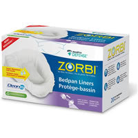 Zorbi Commode Liners w/ Drawstring Closure, Cleanis Technology — Box of 12