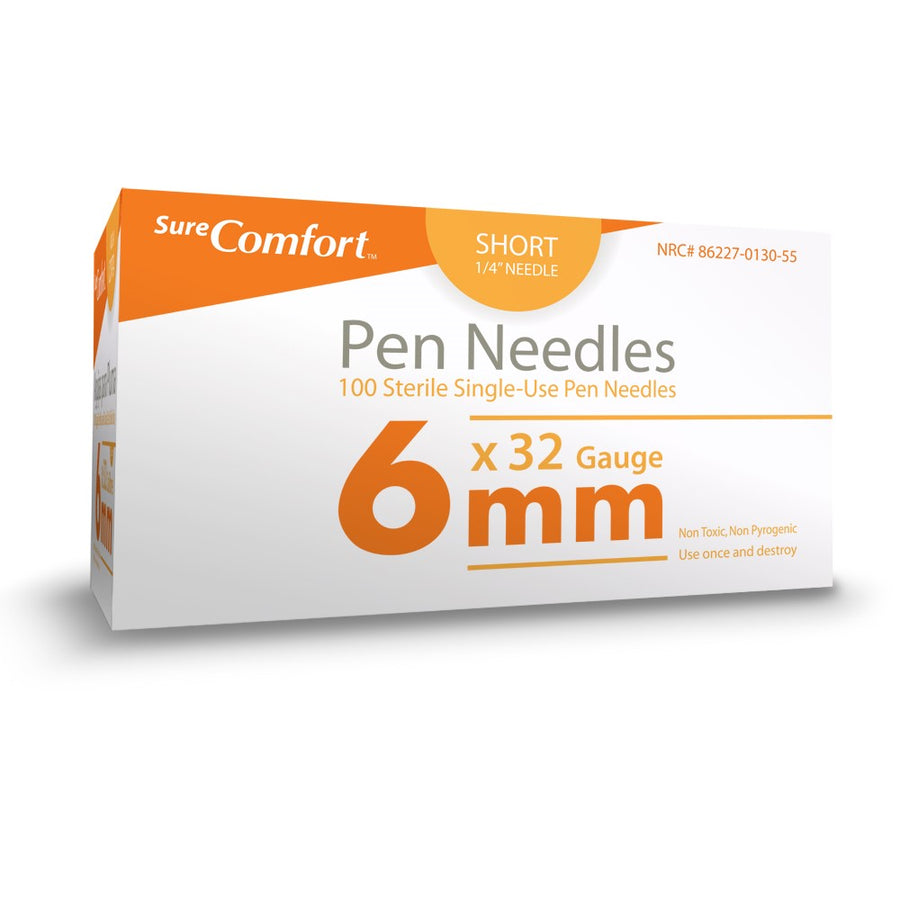 BX/100 SURE COMFORT PEN NEEDLES, 32G, 1/4IN (6MM) SHORT More info...