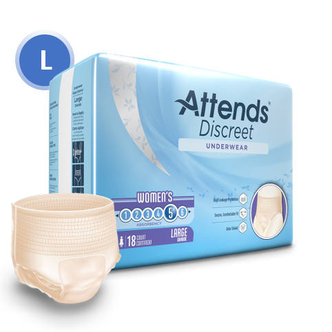 43546 - ATTENDS DISCREET UNDERWEAR, FEMALE, L - 4 BAGS OF 18 Heavy Item More info...