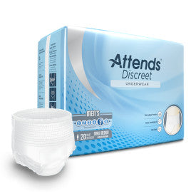 43550 - ATTENDS DISCREET UNDERWEAR, MALE, S/M - 4 BAGS OF 20 Heavy Item More info...