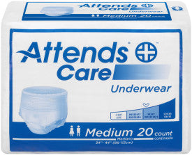 43543 - ATTENDS CARE UNDERWEAR, MEDIUM - WAIST SIZE 34" - 44" - 4 BAGS OF 25 Heavy Item More info...